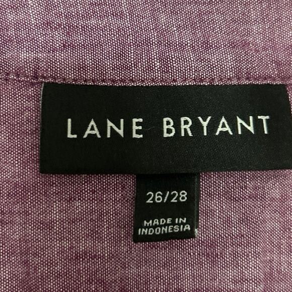 Lane Bryant Purple Linen Cotton Blend V Neck Split Hem Pop Over Tunic Top 26/28 - Picture 10 of 12